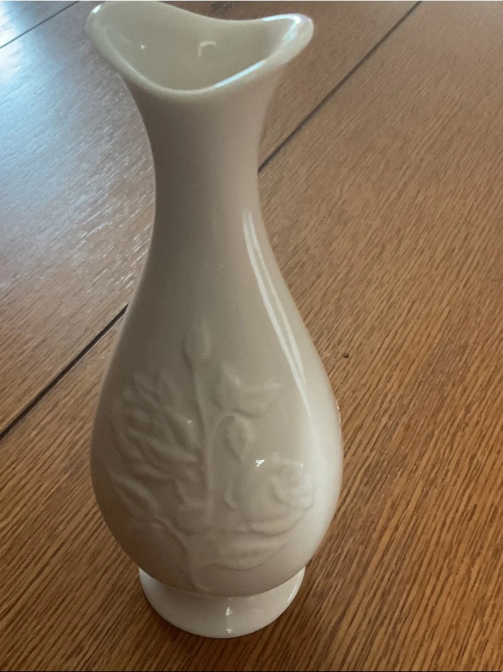 Lenox Cream Floral Embossed Ceramic Vase